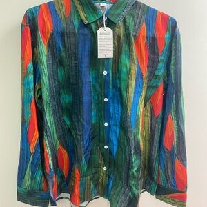 NWT Vibrant Multicolor Abstract Button-Up color long sleeve Shirt
